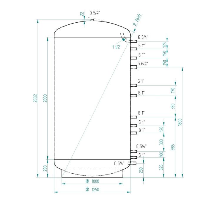 Akumulační nádrž 3000l s izolací MG0, d1250