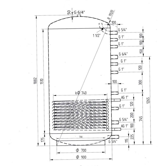 Akumulační nádrž 1200l MG1, d900