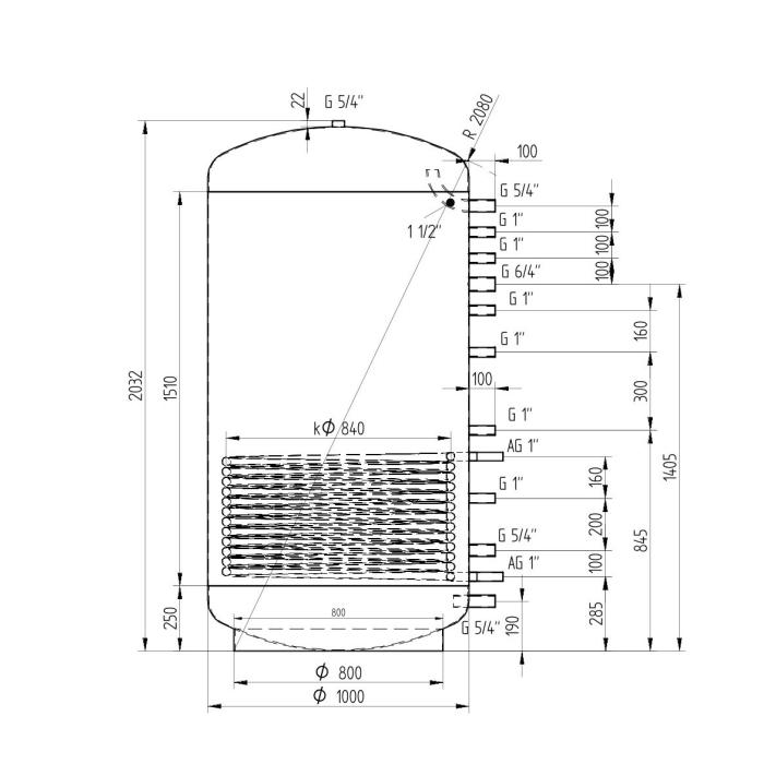 Akumulační nádrž 1500l MG1, d1000