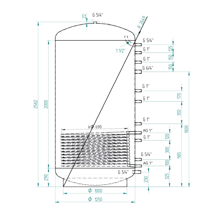 Akumulační nádrž 3000l MG1, d1250