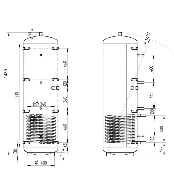 Akumulační nádrž 300l KXT1, d550