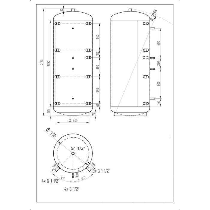 Akumulační nádrž 1000l s izolací KXT0, d790