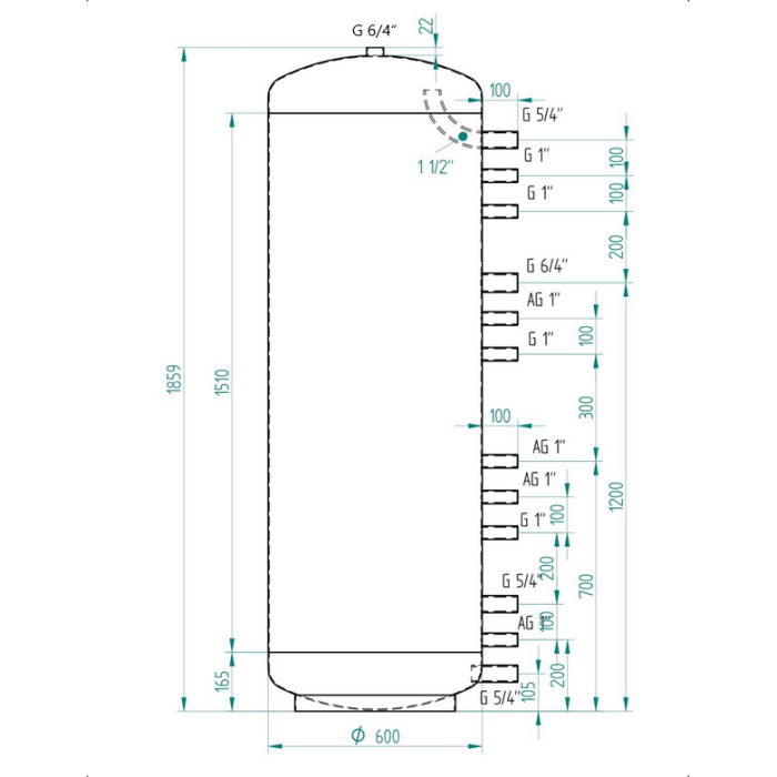 Akumulační nádrž 500l MG0, d600