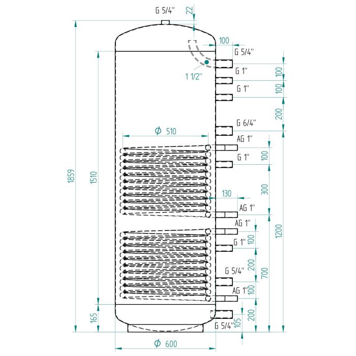 Akumulační nádrž 500l MG2, d600