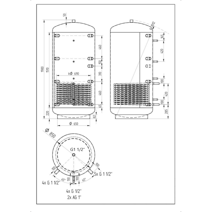 Akumulační nádrž 1000l KXT1, d850